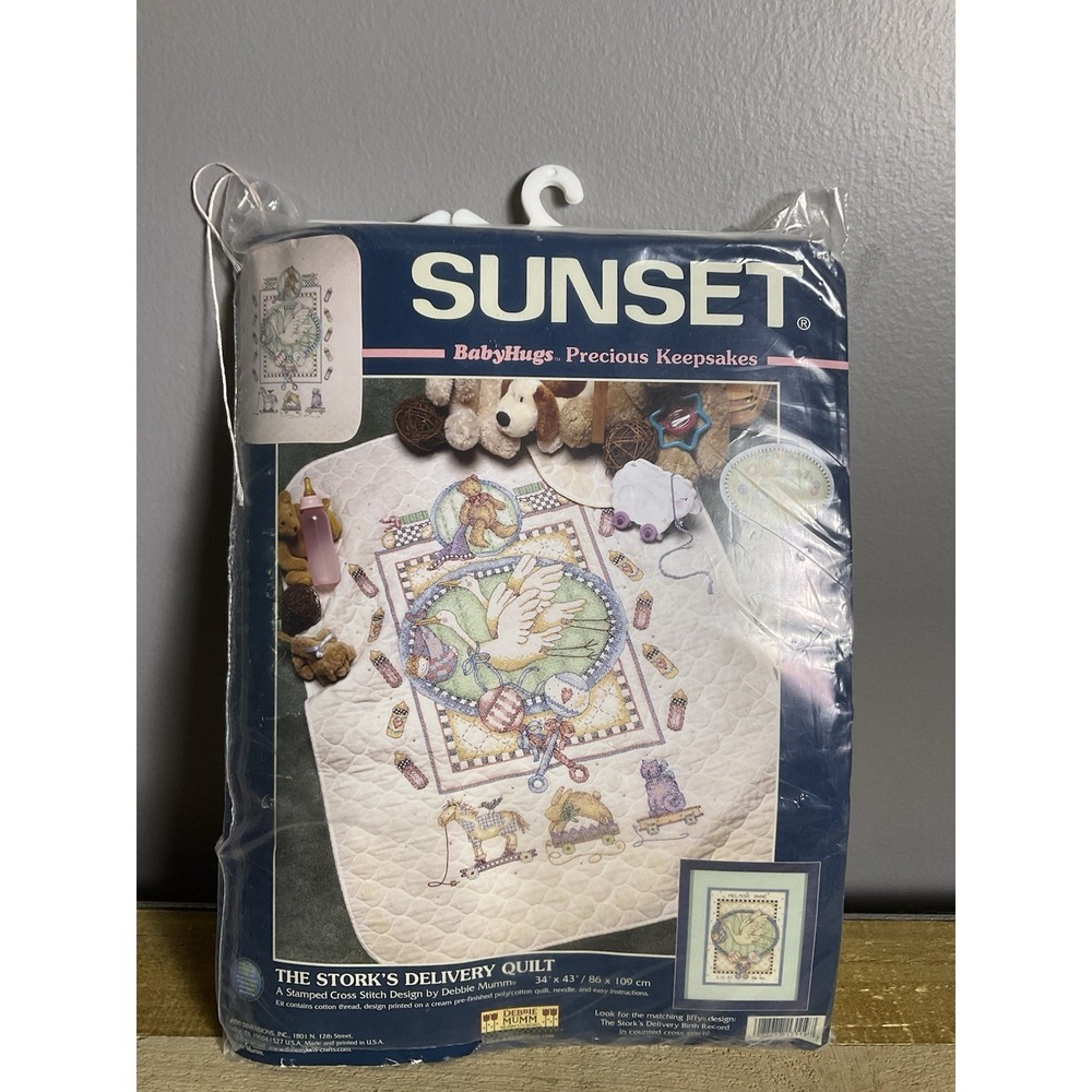 Sunset BabyHugs Precious Keepsakes THE STORK'S DELIVERY QUILT #13119